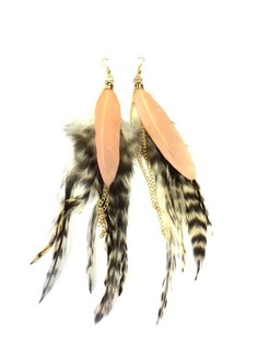 Pendientes Plumas Tigre y Salmón Estilo Ibiza (1 ud)