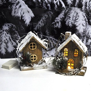 Casitas de Navidad de Lujo con Iluminación (15 uds.)