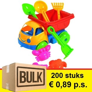 ***OFERTA AL POR MAYOR*** SET DE PLAYA CON CAMIÓN VOLQUETE DE JUGUETE 17 CM (200 uds.)