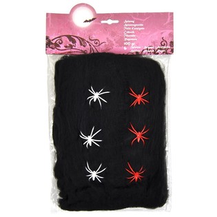 Telaraña Decorativa Halloween Negra 100g con 6 Arañas (6 uds.)