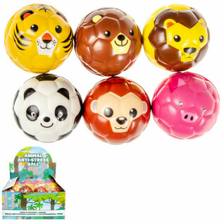 Pelotas de Espuma Caras de Animales Ø 6,3 cm en Expositor (24 ud.)