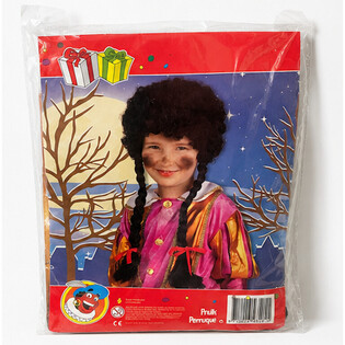 PELUCA INFANTIL DE PIET CON RIZOS NEGROS Y 2 TRENZAS (1 ud.)